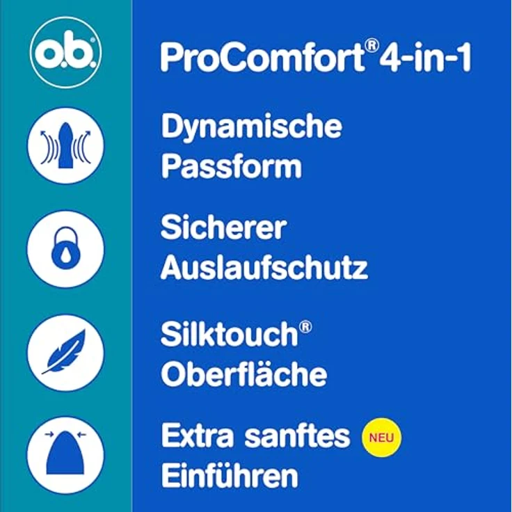 o.b. ProComfort normal 4-in-1 Schutz Tampons, 96 Stück, mit Dynamic Fit-Technologie und sanfter Spitze, dermatologisch – Bild 3