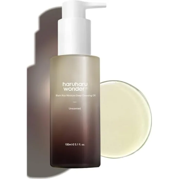Haruharu Wonder Black Rice Moisture Öl, Gesichtsreinigung für empfindliche Haut, 150 ml, vegan, feuchtigkeitsspendend, parfümfrei