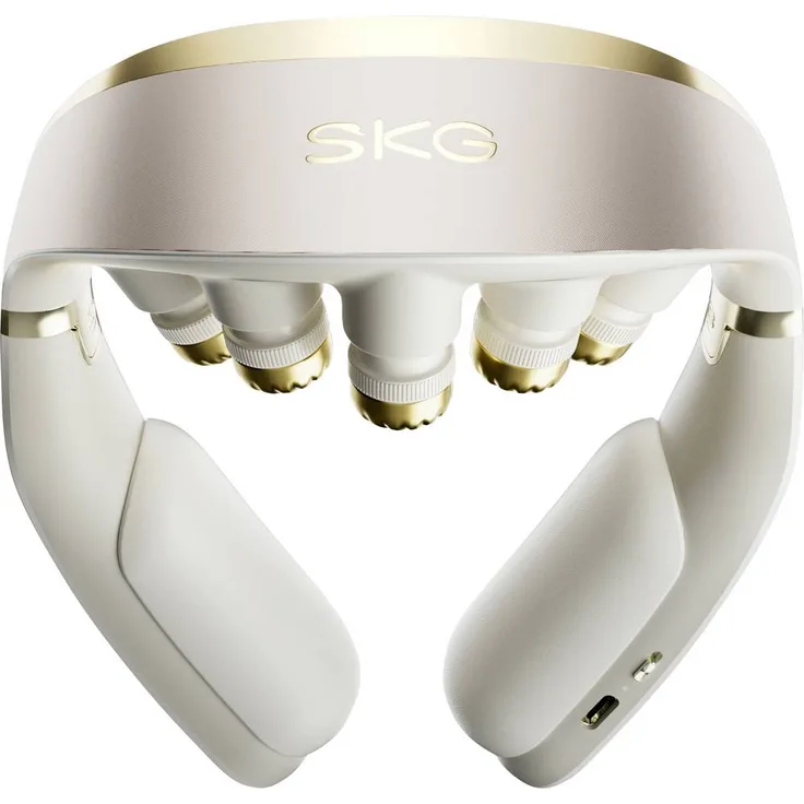 SKG G7 Pro-Fold Golden Nackenmassagegerät mit EMS-Impulsen und Wärmefunktion, faltbares Design, Gold