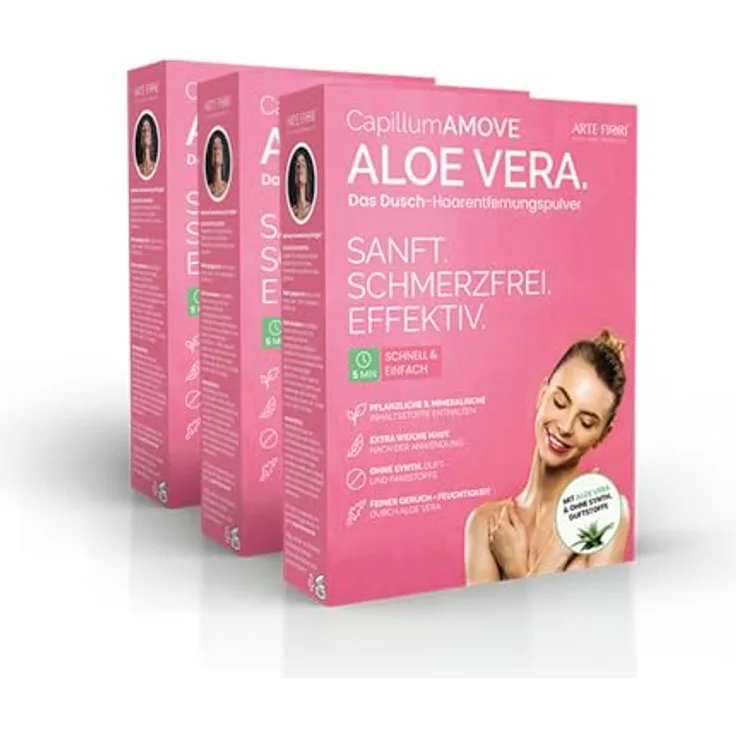 arte fiori Capillum AMOVE Intim Enthaarungscreme für Frauen, schmerzfreies Dusch-Haarentfernungspulver mit Aloe Vera, 3x300g, neutraler Geruch, ohne Zusatzstoffe
