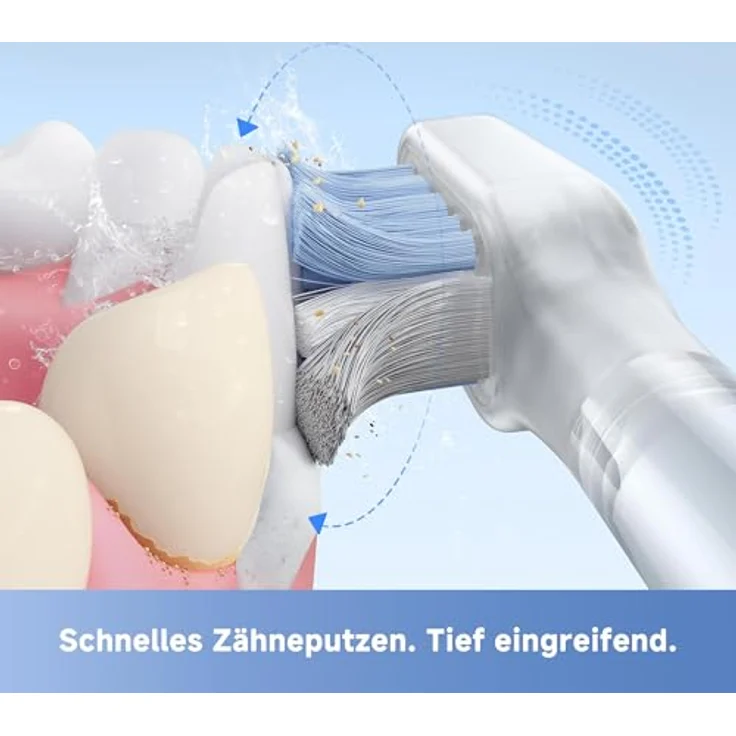 Mova Fresh SweepDrive elektrische Zahnbürste, wiederaufladbar mit Typ-C-Ladung, intuitivem Drucksensor und 3-in-1-Ersatzbürstenkopf, weiß – Bild 4