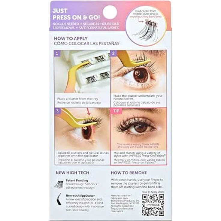 KISS imPRESS Just Press & GO ! knotenfreie Bündel mit selbstklebenden Wimpern Classy Natural 12 St. – Bild 9