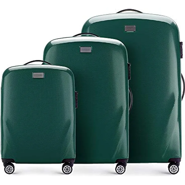 WITTCHEN Koffer – Set of 3 | hartschalen, Material: polycarbonat | hochwertiger und Stabiler | Grün | Verschiedene Größen
