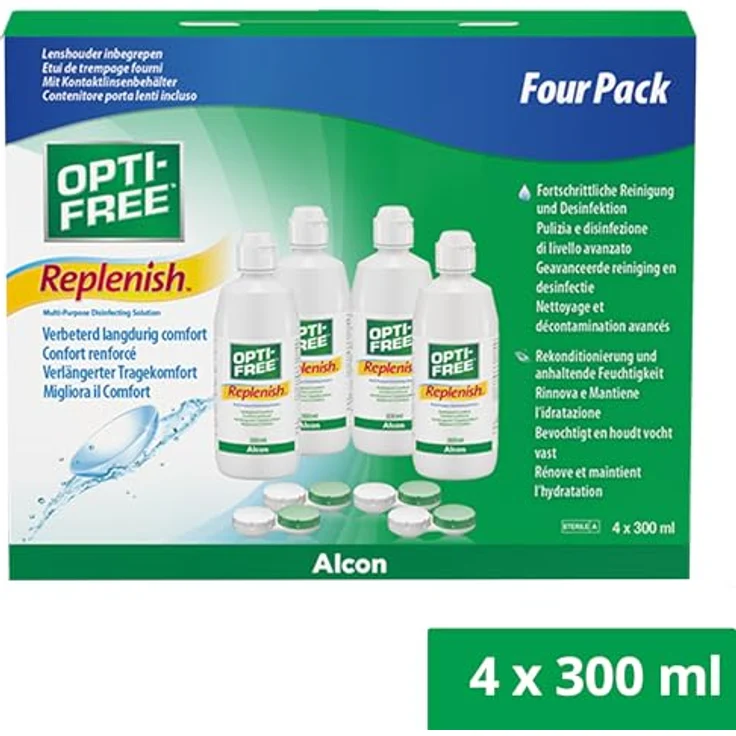 Opti-Free Replenish Kontaktlinsen-Pflegemittel, Systempack, 4 x 300 ml - Preisvergleich – Bild 2