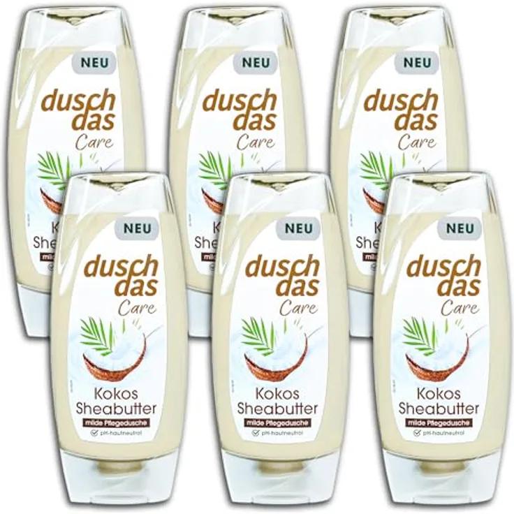 Duschdas Duschgel Kokos Sheabutter, 6er Pack mit 6 x 225 ml reichhaltiger Pflege