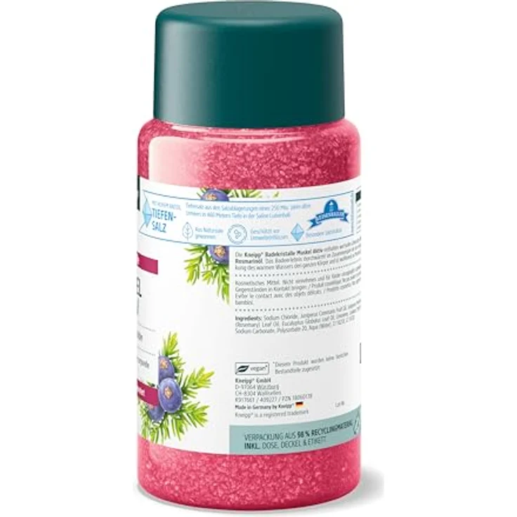 Kneipp Badekristalle Muskel Aktiv - mit wertvollem ätherischen Wacholder-, Wintergrün- & Rosmarinöl - wärmend wohltuend zur Muskulatur - 600g, 1 – Bild 3