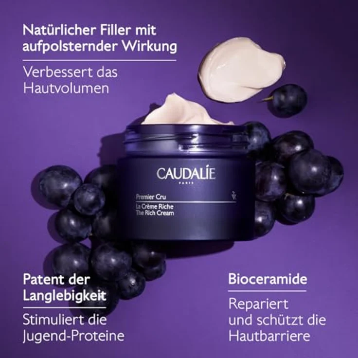 CAUDALIE Premier Cru Die Reichhaltige Creme 50 ml, Langlebigkeitsformel gegen Hautalterung, nachfüllbar – Bild 3