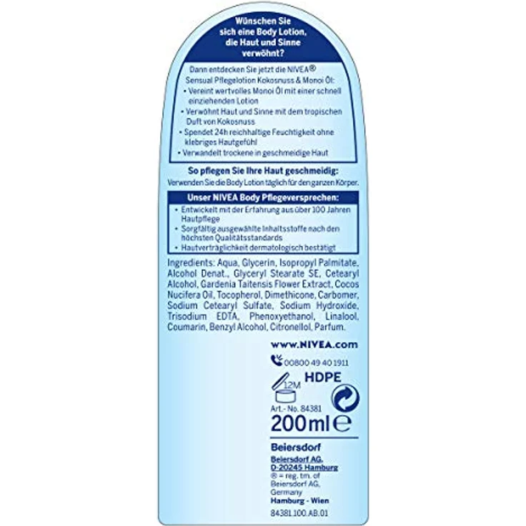 NIVEA Sensual Kokosnuss & Monoi Öl Bodylotion 200 ml – Bild 2