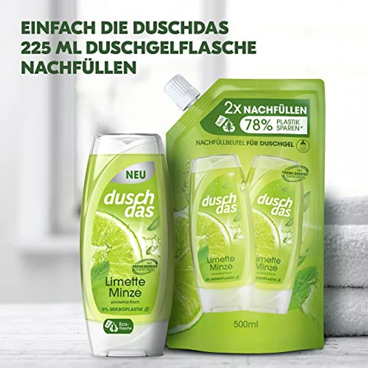 duschdas Limette Minze 3 in 1 Duschgel und Shampoo, 500 ml dermatologisch getestet – Bild 4