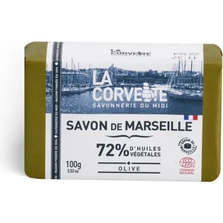 La Corvette Marseille Seife Olive, 100 g, 100% pflanzliche Öle mit süßem Olivenduft