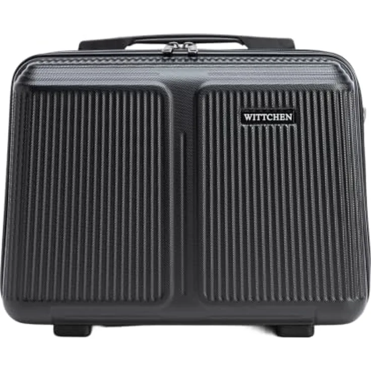 WITTCHEN Stripes Line Kosmetiktasche Reisekosmetiktasche aus robustem ABS mit Schultergurt, Schwarz
