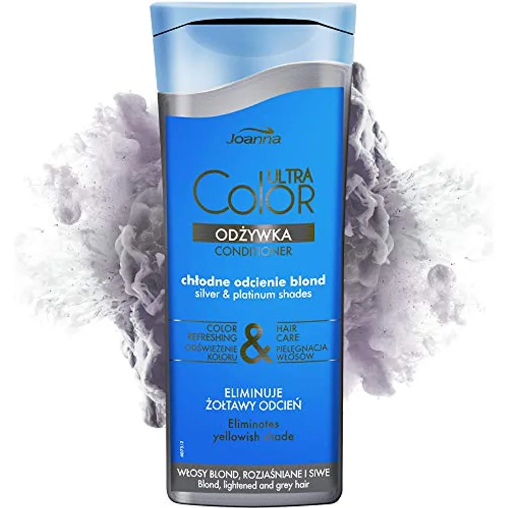 Joanna Ultra Color - Conditioner für Silber- und Platin-farbene Haare - Farbauffrischung & Pflege - Anti-Frizz - für kühle Blondtöne Silberblond Platinblond - Spülung Gegen Gelbstich - 200ml