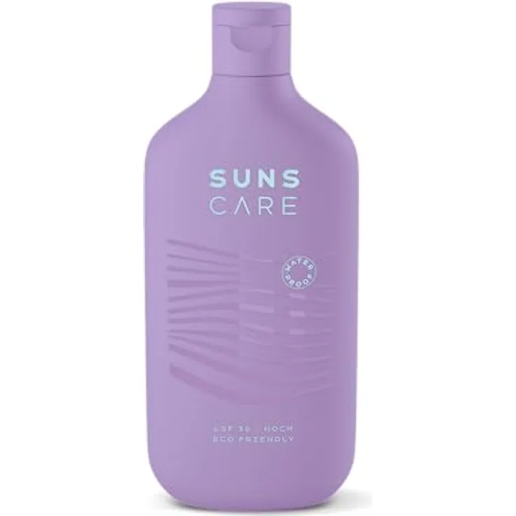 SUNS THIRTY WATERPROOF | Premium Sonnencreme LSF 30 | wasserfest | vegan | ohne Mikroplastik | Sport-Sonnencreme | Gesicht und Körper | nicht fettend | 180ml (Purple Sun)