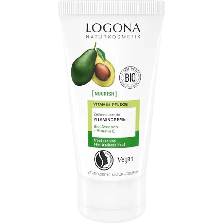 LOGONA Naturkosmetik NOURISH Vitamincreme Avocado, zellerneuernde Gesichtscreme mit Bio-Avocado und Vitamin E, 50 ml, für sehr trockene Haut – Bild 2