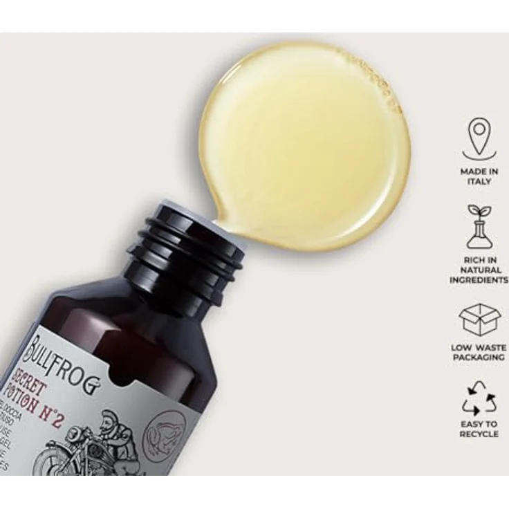 Bullfrog Secret Potion Mehrzweck-Duschgel Nr. 2, 91 % natürlich, würziger Duft, hergestellt in Italien, 250 ml – Bild 2