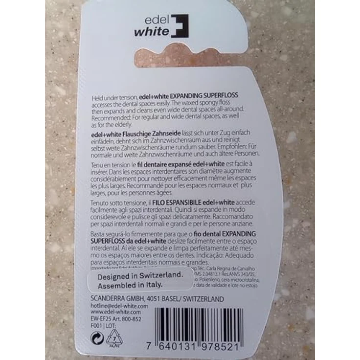 Edel&White flauschige Zahnseide EF25 Zahnseide/Flosser Superfloss-Technologie – Bild 4