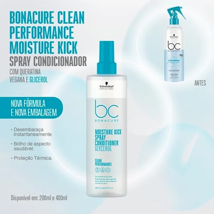 Schwarzkopf Conditioner BonaCure Clean Performance Moisture Kick Spray Conditioner Glycerol 400 ml – Bild 4