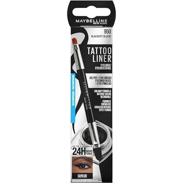MAYBELLINE NEW YORK Tattoo Liner, langanhaltender Gel-Eyeliner mit Pinselchen, wasserfest, Farbton 950 Blackest Black, 3 g – Bild 4