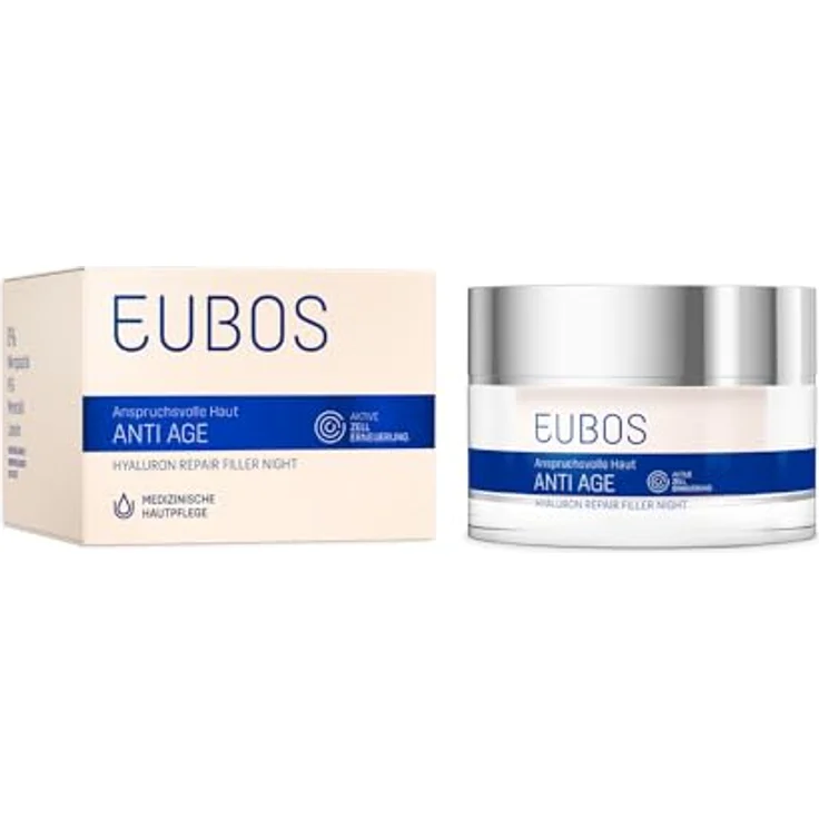 Eubos ANTI AGE Hyaluron Repair Filler Night, glättende Pflege über Nacht, Anti-Falten-Wirkung, feuchtigkeitsspendend, 50ml – Bild 1