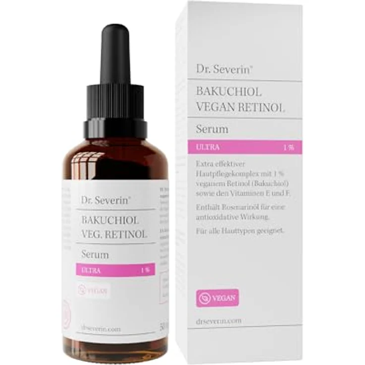 Dr. Severin 1% Bakuchiol Vegan Retinol Serum Ultra 50 ml I Gesichtsserum mit pflanzlichem Retinol, Vitamin E, Vitamin F, Marula-Öl, Avocado-Öl I Anti-Aging I minimiert feine Linien und Poren I Vegan – Bild 1