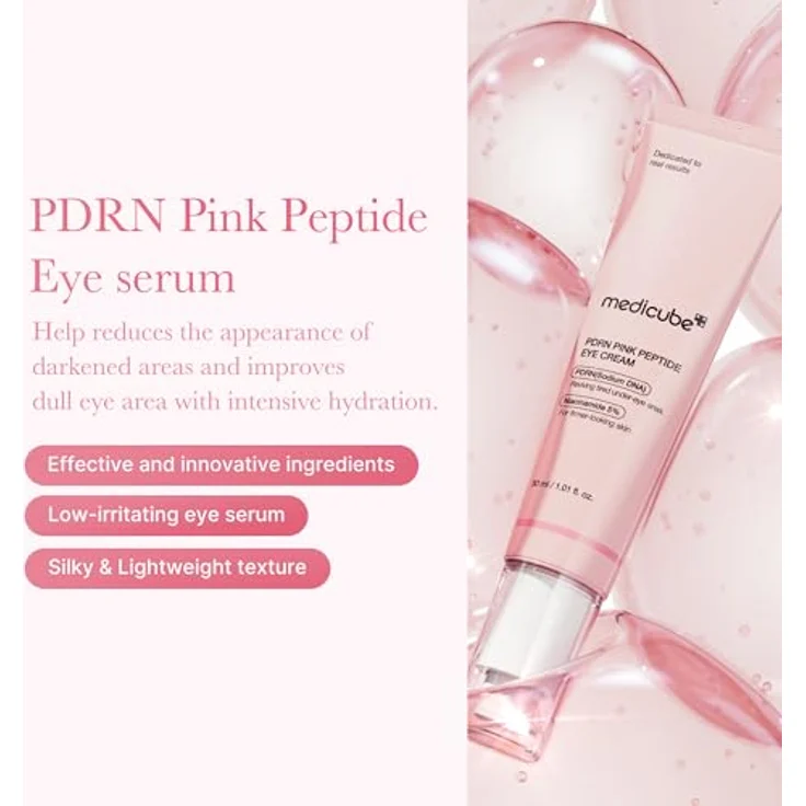 medicube Salmon DNA PDRN Pink Peptide Eye Serum, Augenpflege mit 99% reinem Retinol und Niacinamid für feine Linien und unebenen Hautton, 30 ml – Bild 2