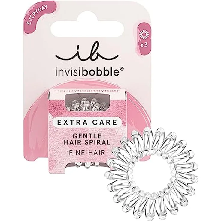 invisibobble Extra Care Haargummis Mini Crystal Clear I Kleine 3x transparente Haargummis Feines Haar I das Original, designed im Herzen Münchens