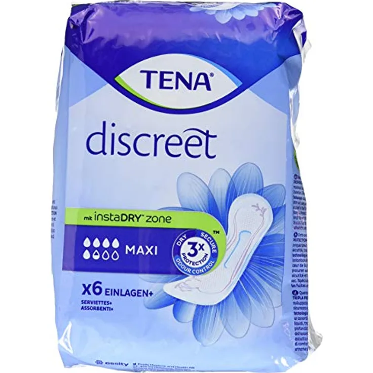 TENA Lady Hygieneeinlagen Maxi, 6 Stück, hochwertige Damenbinden für optimalen Schutz