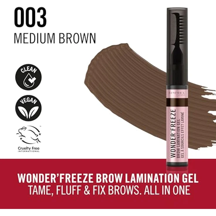 Rimmel London Wonder'Freeze Augenbrauen Gel 003 Medium Brown, 6g – Bild 2