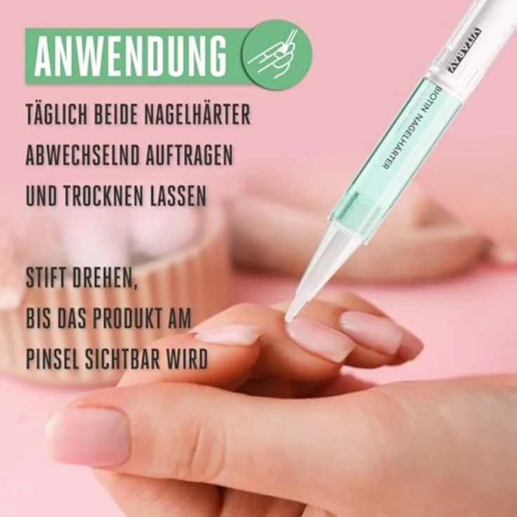 Vitabay Nagelhärter Duo Set 2x 2 ml Nagelpflegestift mit Calcium und Biotin - Nagelpflege brüchige Nägel Nail repair extra stark - Vegan und ohne Zusatzstoffe - Vitabay - Nagelpflegeprodukte für feste Nägel – Bild 2
