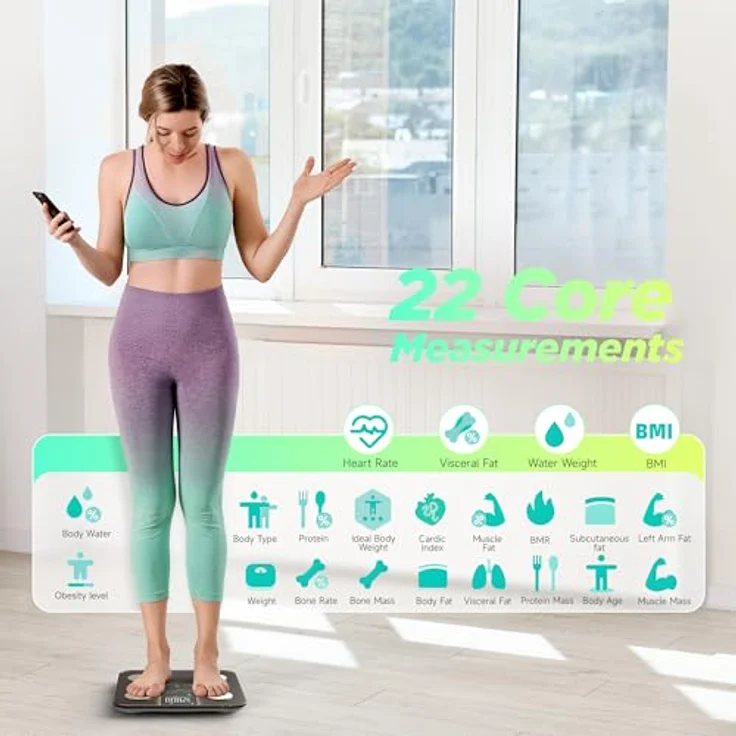 RunSTAR Körperfettwaage, Digitale Personenwaage mit 8-in-1 VA-Display, Analyse von 22 Körperparametern, App-Synchronisierung, präzise Gesundheitswerte – Bild 3