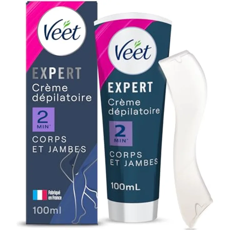 Veet Expert Enthaarungscreme für hartnäckige Haare, 100 ml mit Sheabutter, wirksam in 2 Minuten, für Körper und Beine