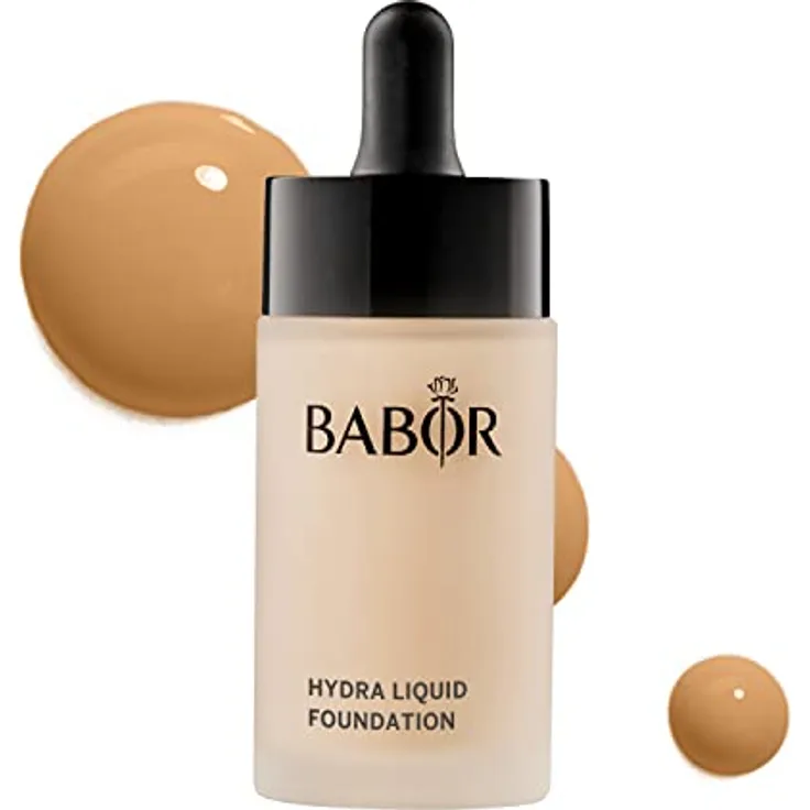BABOR MAKE UP Hydra Liquid Foundation, flüssige Foundation mit mittlerer Deckkraft, für trockene Haut, enthält feuchtigkeitsspendendes Serum, 30 ml
