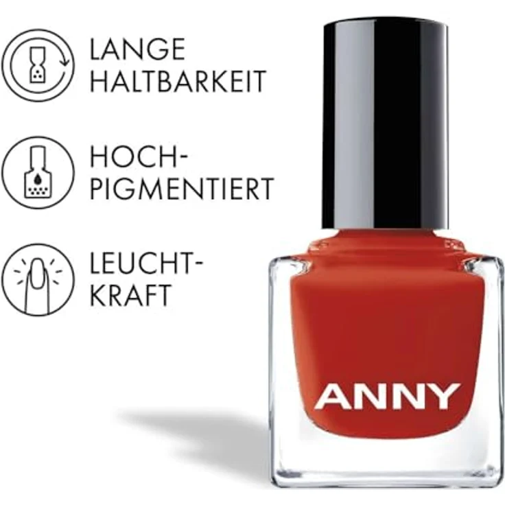 ANNY Nail Polish, Hochwertiger Farb-Nagellack mit langanhaltendem Glanz, schnelltrocknend und splitterresistent, Farbe: Red Meets Orange - Strahlendes Orange-Rot, 15 ml – Bild 4