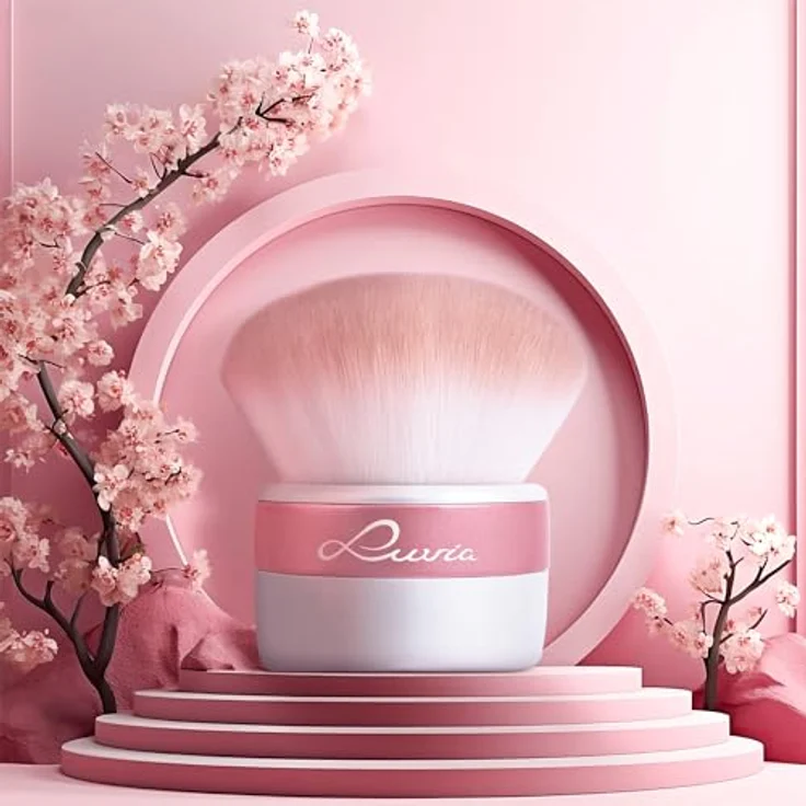 Luvia Cosmetics XXL Kabuki Pinsel "Candy" - Veganer Puder Schminkpinsel für Gesicht, Bronzer, Blush, Contour & Highlighter, weichzeichnendes Finish – Bild 2