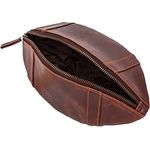 Mad Monkey Football Kulturbeutel, Kulturtasche aus Echtleder, NFL Fan Artikel, hochwertig, braun