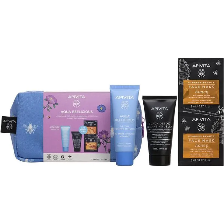 Apivita Aqua Beelicious Light Moisturizing Gel & Cleansing Gel & Mask Honey, 1000 ml - Reinigungsgel für alle Hauttypen, feuchtigkeitsspendend mit Honigduft