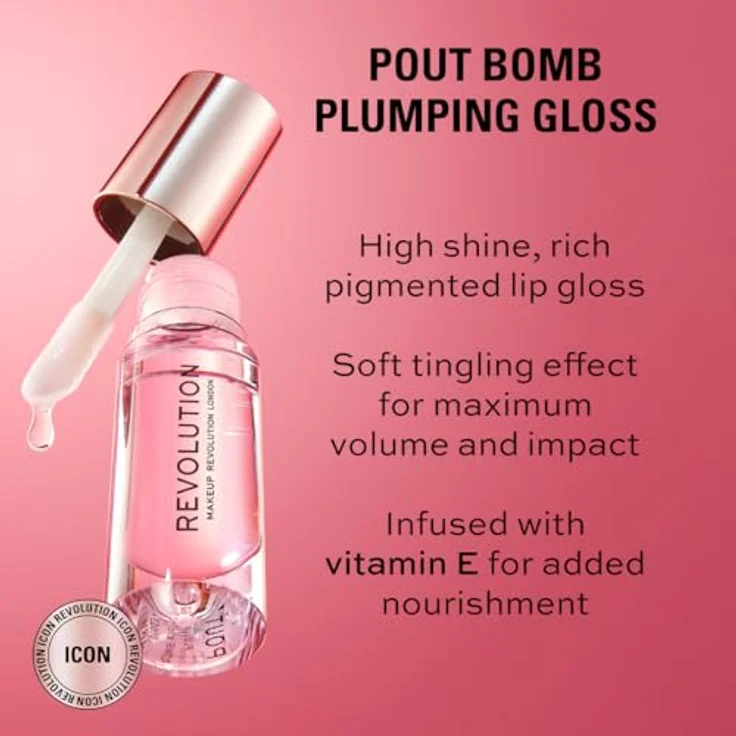 Makeup Revolution Pout Bomb Plumping gloss glaze - Ultimativer, Hochglänzender Lippgloss - Für Den Perfekten Schmollmund - 1 Stück – Bild 2