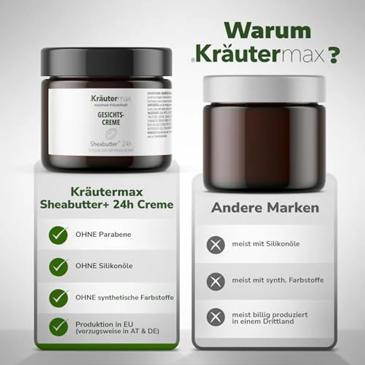 Kräutermax. Sheabutter Gesichtscreme für Trockene Haut, 100 ml, Feuchtigkeitsspendend mit Shea Butter, ohne synthetische Farbstoffe – Bild 3