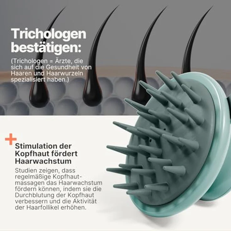 IMPERIO Shampoo-Massagebürste für Tiefenreinigung und Haarwachstum, Silikonborsten – Bild 3