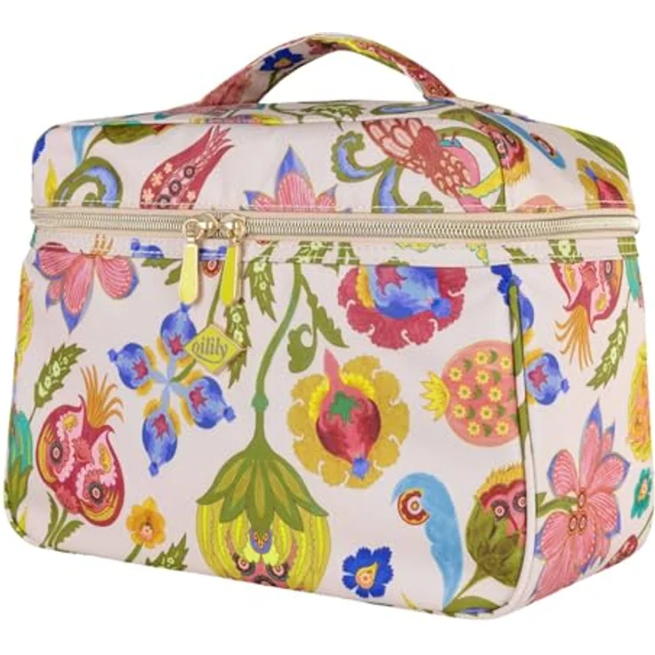 Oilily Cocos Beauty Case, Kosmetiktasche in Sand bunt mit integriertem Spiegel und optimaler Organisation, 27 x 18 x 14 cm – Bild 2