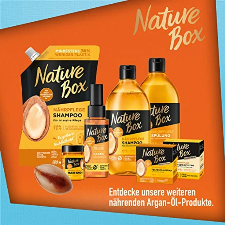 Nature Box Nährpflege-Haaröl (70 ml), Haaröl mit Argan-Öl sorgt für intensive Pflege und schützt vor Spliss, Flasche aus 100 % Social Plastic – Bild 5