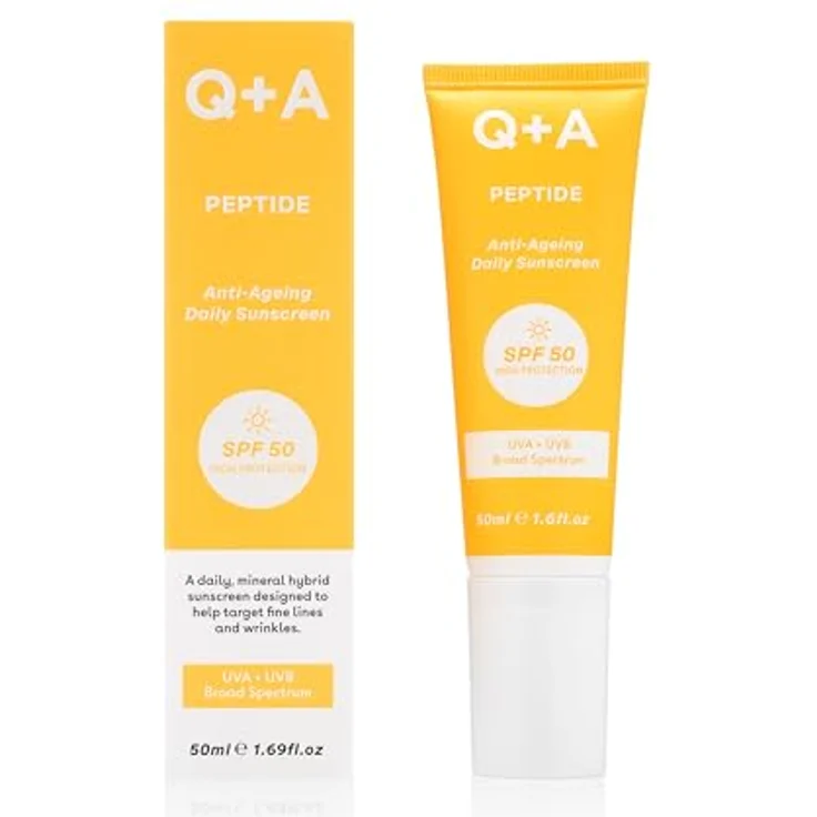 Q+A Peptide schützende Gesichtscreme SPF 50, 50 ml, UVA/UVB Schutz gegen Hautalterung, für alle Hauttypen – Bild 1