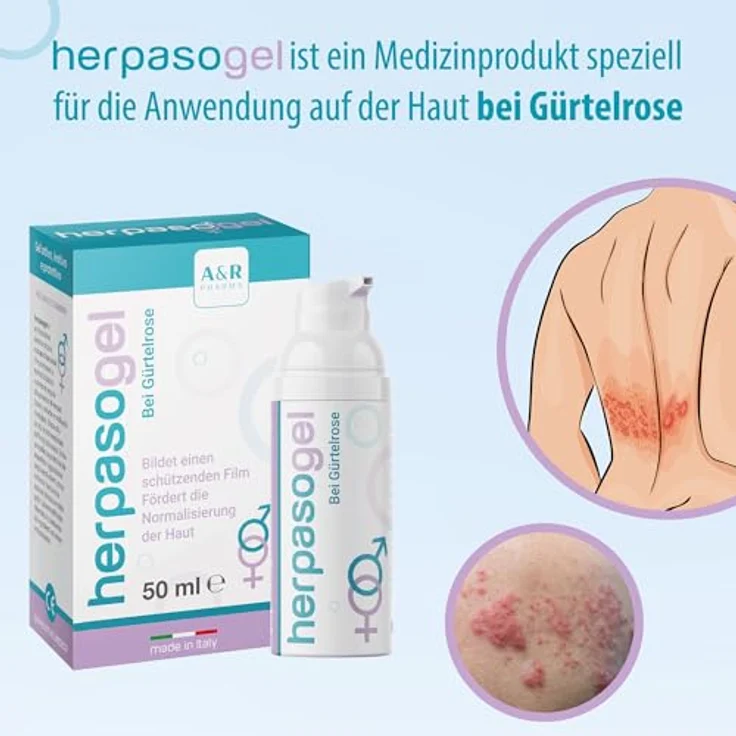 Evolsin Herpasogel bei Gürtelrose, medizinisches Gel zur Hautregeneration mit Hyaluronsäure, 50 ml – Bild 2