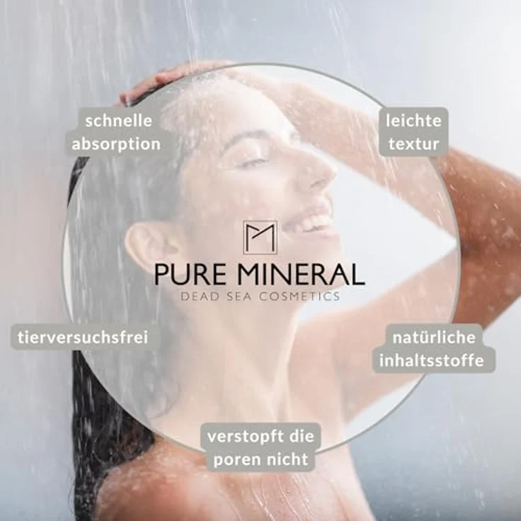 M PURE MINERAL DEAD SEA COSMETICS Pure Mineral Haarmaske mit Totes-Meer-Schlamm, feuchtigkeitsspendend, reinigend, beleben, ohne Sulfate, Parabene, Petrolatum, 350ml – Bild 5