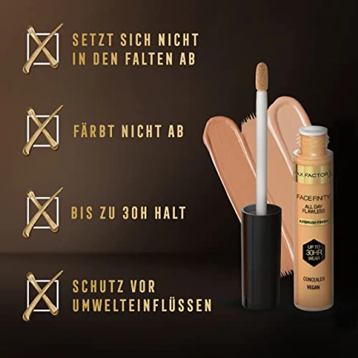 Max Factor Facefinity All Day Flawless, Langzeit-Korrektor in Farbton 040, 7,8 ml, hochpigmentierter Concealer zur Reduzierung von Hautunreinheiten und Teint-Vereinheitlichung – Bild 6