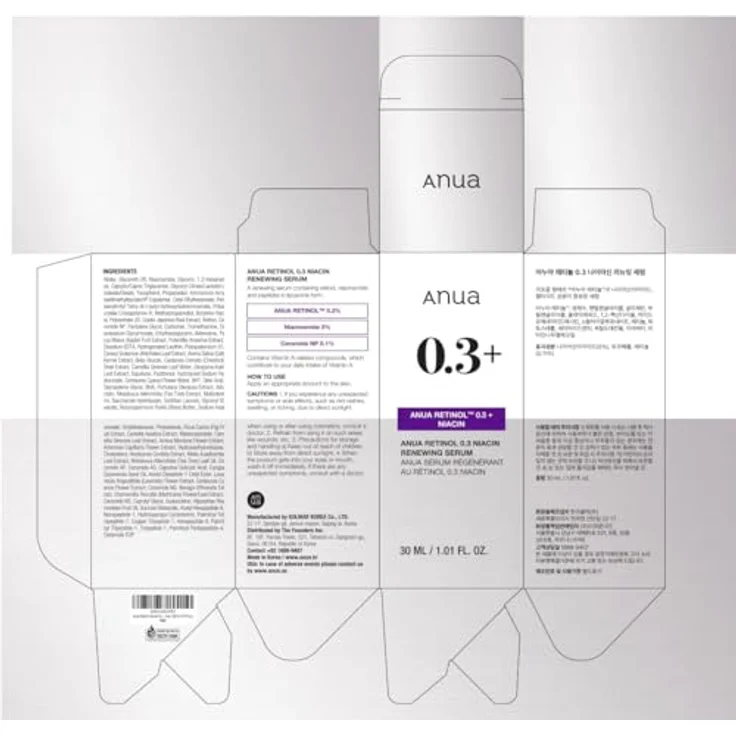 Anua Retinol 0,3% + Niacin Renewing Serum, Gesichtsserum mit 8 Peptiden zur Hautverjüngung und Verbesserung des Hauttons, 30ml – Bild 9