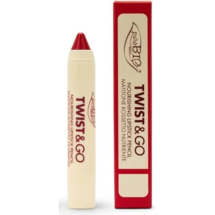 puroBIO Cosmetics Twist&Go Pflegender Lippenstift, Raspberry Red, 2.9 g, vegane Textur, intensiver Glanz, leicht aufzutragen – Bild 2