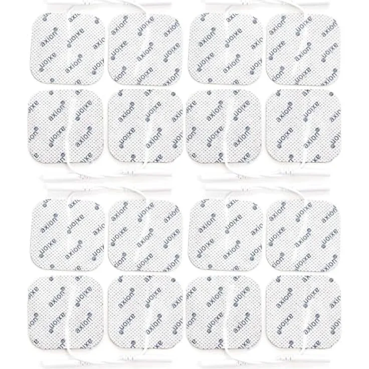 Axion Elektrodenpads 5x5 cm, selbstklebende TENS EMS Elektroden mit 2mm Steckanschluss, 16 Stück, optimale Stromverteilung für gezielte Schmerz- und Muskelbehandlung