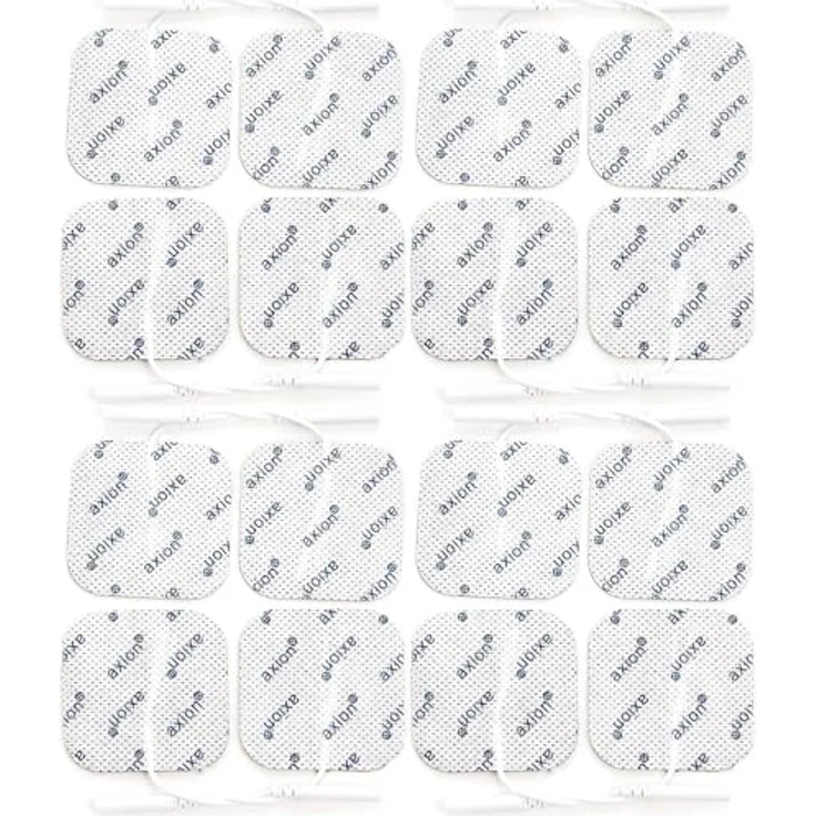 Axion Elektrodenpads 5x5 cm, selbstklebende TENS EMS Elektroden mit 2mm Steckanschluss, 16 Stück, optimale Stromverteilung für gezielte Schmerz- und Muskelbehandlung – Bild 1