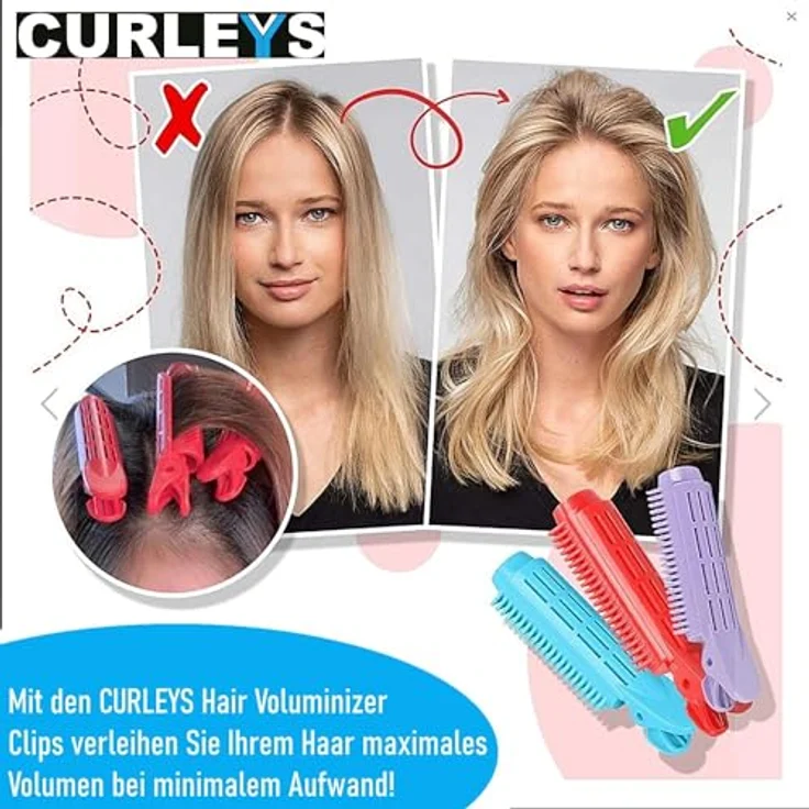 CURLEYS Hair Voluminizing Clips Haarwurzelclips Lockenwickler, Haar Volumen Clip Roller Haarklammer Haarklemme [3er Set] – Bild 2